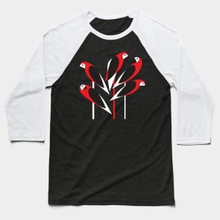 Bright parrots are sitting on the branches. Baseball T-Shirt